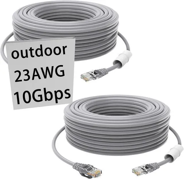 Main image of GWFIBER cat 6 ethernet Cable 100 ft Heavy Duty Internet Cable (30 Meter) CAT5e/CAT6 poe Camera cat6 UV Waterproof Direct Burial & Indoor Outdoor ethernet Cable Network Cable 2 PCS1&4PCS Available
