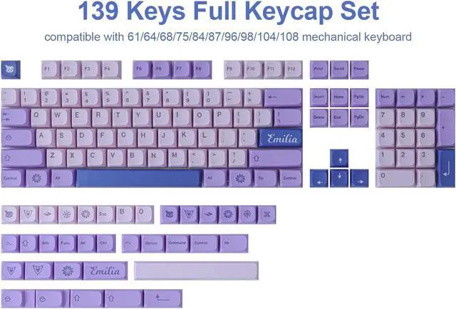 Alt view image 2 of 5 - Hyekit PBT Keycaps, 132 Keycaps Dye-Sublimation Cherry Profile Botanical Keycap for Cherry MX Mechanical Keyboards (Witch Emilia)