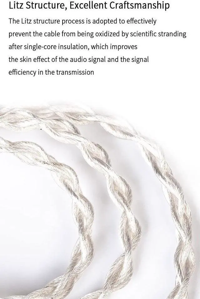 Alt view image 5 of 5 - Earbuds Cable-MMCX 4 Core KBEAR [Inspiration -S] Ear Monitor Upgraded Cable, Singel Crystal Copper Silver plated Cable with 4.4mm Plug, Suit for Sennheiser IE 300 IER-Z1R OH1S SE215 (MMCX, 4.4Silver)