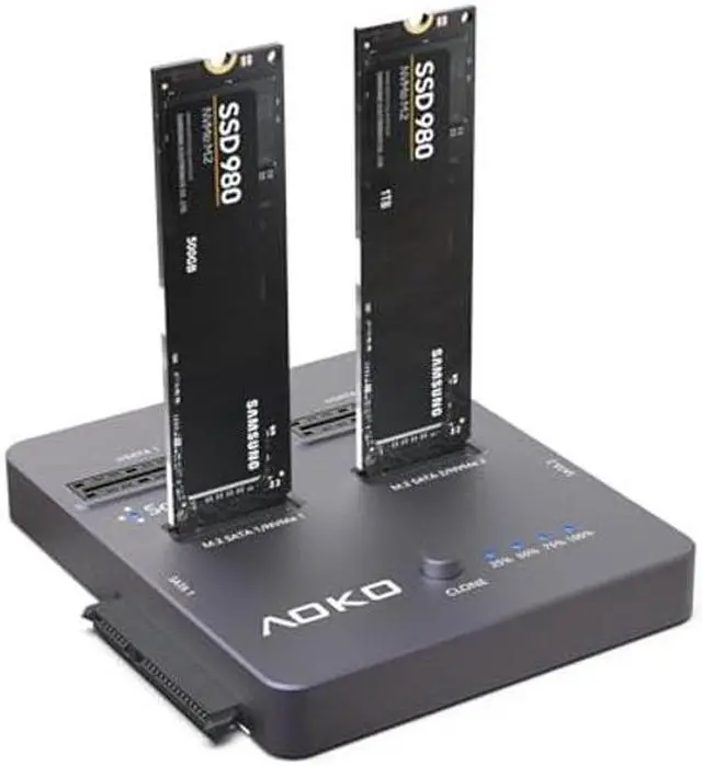 Main image of M.2 NVMe Cloner 4 in 1 Hard Drive Docking Station Clone Duplicaotr, AOKO Dual-Bay M.2 SSD Duplicator for NVMe SSD or 2.5''/3.5'' SATA Drives and mSATA SSD+ M.2 SATA SSD with Offline Cloning
