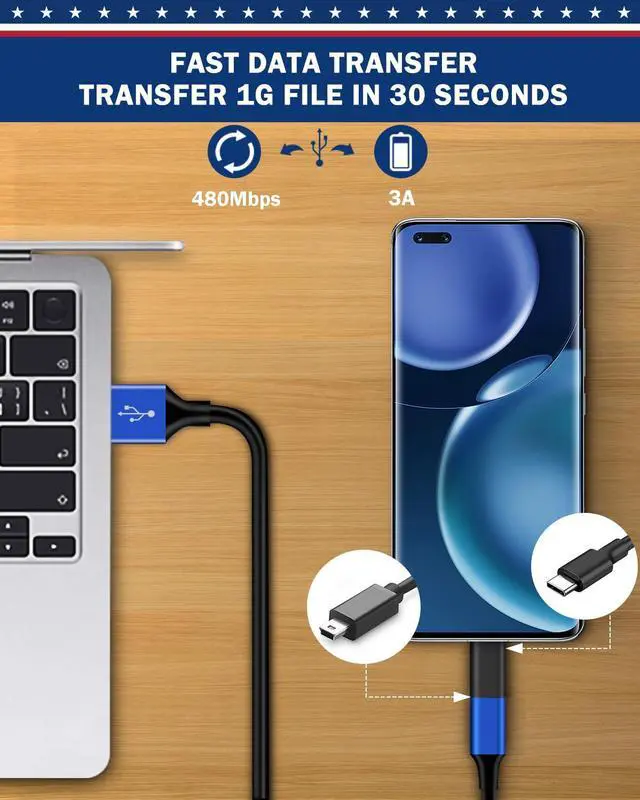 Alt view image 3 of 5 - USB C Adapter 12 Pack - Type C Female to Mini USB Male Adapter, Charge & Data Sync Compatible with GoPro Hero 3+, Dash Cam, Digital Camera