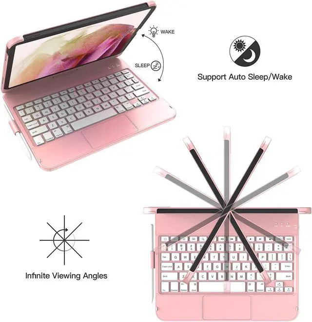 Alt view image 4 of 5 - TQQ Touch iPad 10th Generation Case with Keyboard (10.9", 2022) & iPad (A16) 11th Gen (11", 2025) - 360° Rotatable, Thin & Light, Multi-Touch Trackpad Compatible with 10.9 inch 10th Gen (Pink)