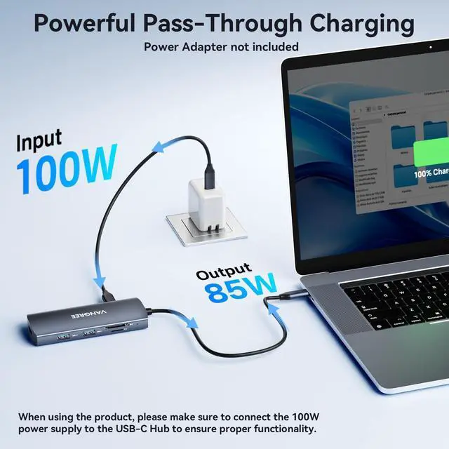 Alt view image 4 of 5 - USB C Video Output Hub, 3 USB-C & 2 USB-A 3.1 10Gbps Ports, 4K@60Hz HDMI, 100W PD, SD/TF Slots, USB-C Splitter Multiport Adapter for Studio Display, USB-C Monitor, Camera, AR Glasses, Windows/Mac OS