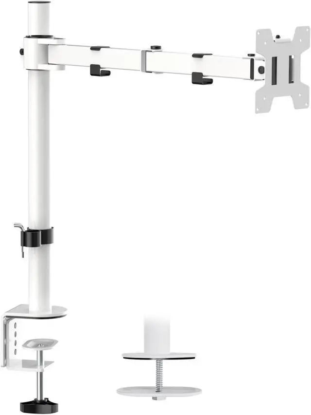Main image of WALI Monitor Arm Mount for Desk, Single Computer Desk Mount, Monitor Bracket Mount Stand Single, up to 32 inch, 22 lbs (M001-W), White