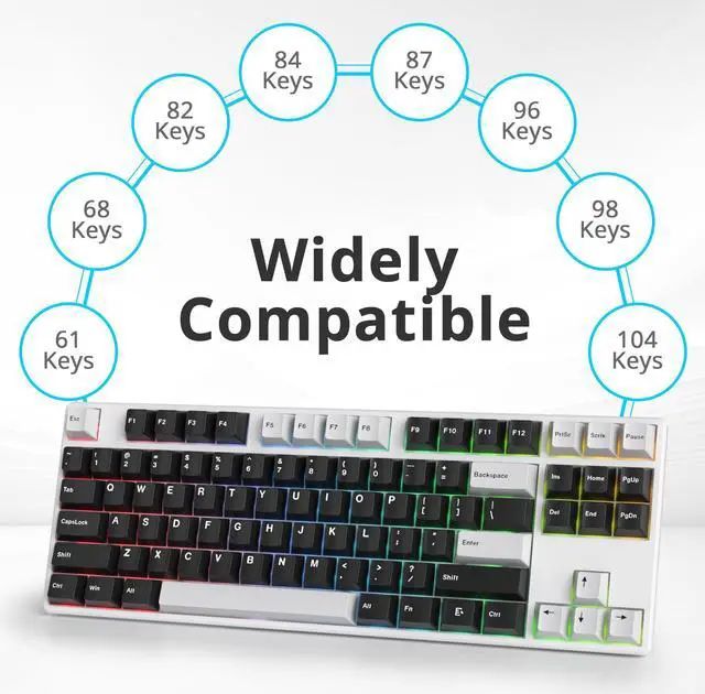 Alt view image 2 of 5 - Owpkeenthy PBT WOB Keycaps, Black and White Cherry Profile Double Shot Keycaps Set 168 Keys Minimalist Custom Keycap for Cherry MX Gateron Kailh Switches Mechanical Keyboards(WOB)