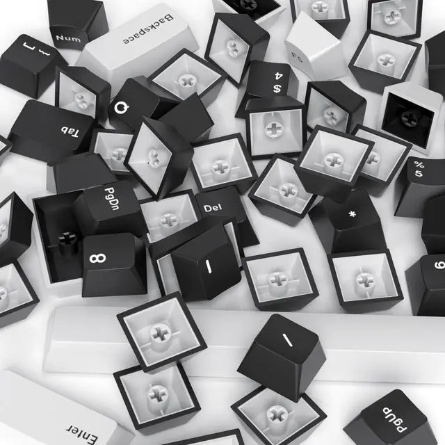 Alt view image 5 of 5 - Owpkeenthy PBT WOB Keycaps, Black and White Cherry Profile Double Shot Keycaps Set 168 Keys Minimalist Custom Keycap for Cherry MX Gateron Kailh Switches Mechanical Keyboards(WOB)