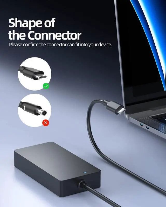 Alt view image 3 of 5 - 130W USB C Charger Fit for Dell Precision 3480 3580 P165G001 P165G002 P165G003 P127F001 Laptop Type C Power Supply AC Adapter Cord