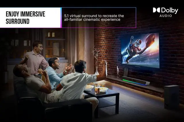 Alt view image 4 of 5 - Creative Sound Blaster Katana V2X 5.1 Multi-Channel Gaming Soundbar with Compact Subwoofer, 180W Peak Power, ft Tri-Amplified 5-Driver Design, Super X-Fi Technology, and RGB Lighting