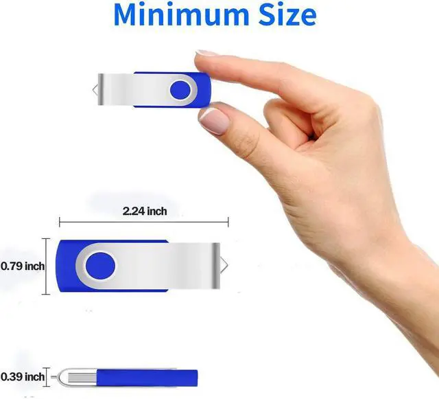 Alt view image 5 of 5 - 8GB Bulk USB Flash Drives 20 Pack, EASTBULL USB 2.0 Swivel USB Stick Bulk Gig Stick Metal Thumb Fold Storage (Blue)