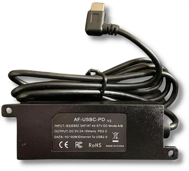 Main image of PoE Texas IEEE 802.3af PoE to USB-C Power and 10/100 Data with Power Delivery - Use Power Over Ethernet from A Network Switch to Charge Apple iPad mini 3, iPad Air, Samsung Tab S7 Lite and More