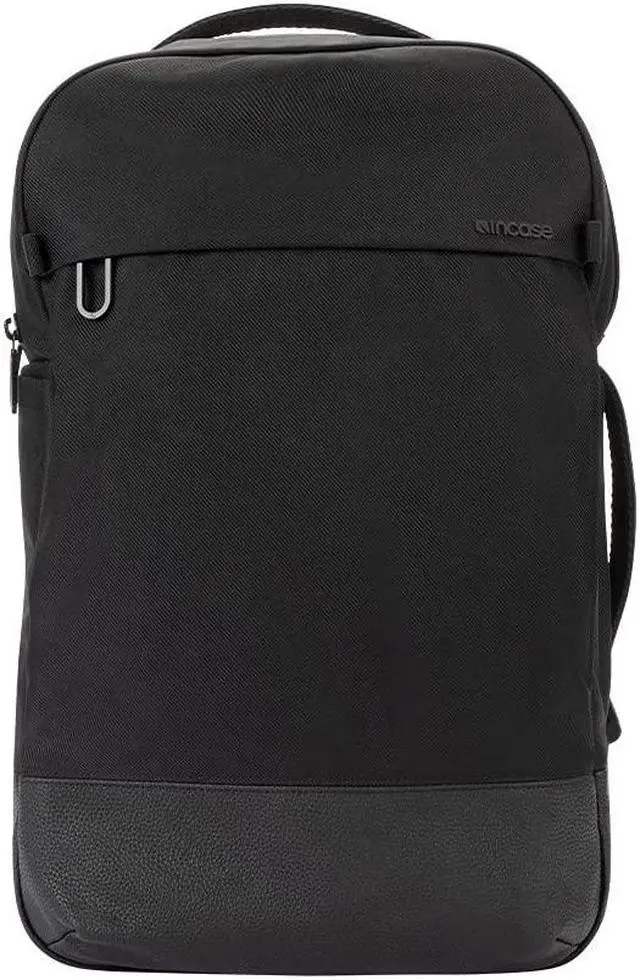 Main image of Incase Twill & Leather Backpack - Durable Recycled Twill Travel Backpack for 16-inch Laptop - Compact Carry-On (18 x 13 x 5 in, 17.5L) - Black