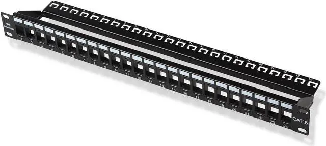 Alt view image 2 of 5 - Cable Matters 1 Pack Rackmount or Wall Mount 24 Port Keystone Patch Panel (Blank Patch Panel for Keystone Jack) & 5-Color Combo Snagless Short Cat 6 Ethernet Cable 5 ft (Cat 6 Cable, Cat6 Cable)
