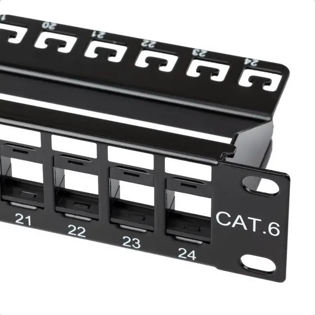 Alt view image 4 of 5 - Cable Matters 1 Pack Rackmount or Wall Mount 24 Port Keystone Patch Panel (Blank Patch Panel for Keystone Jack) & 5-Color Combo Snagless Short Cat 6 Ethernet Cable 5 ft (Cat 6 Cable, Cat6 Cable)