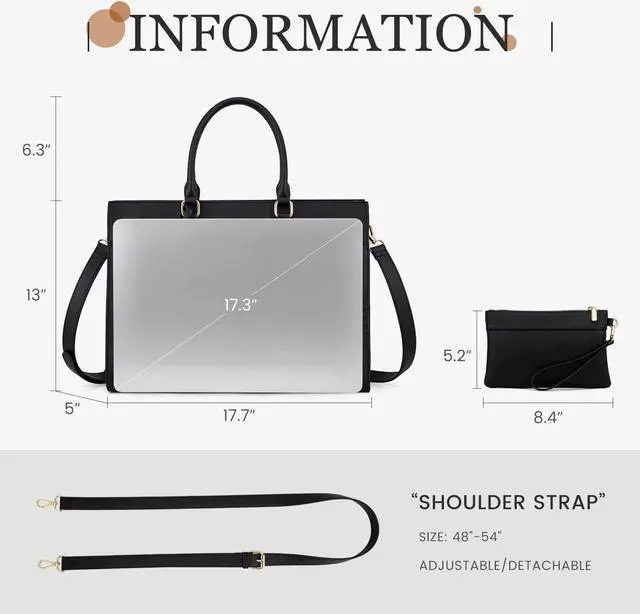 Alt view image 2 of 5 - LOVEVOOK Laptop Bag for Women, 17.3 inch Laptop Tote Computer Briefcase for Work Large Waterproof Handbag Professional Shoulder Bag for Women Business Office