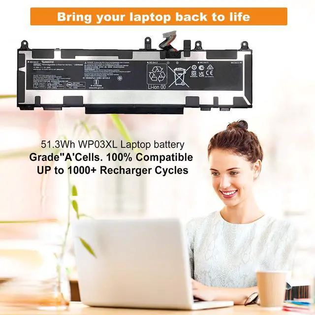 Alt view image 2 of 5 - BOWEIRUI WP03XL M73466-005 Battery for HP EliteBook 830 835 840 845 860 865 G9 G10, EliteBook x360 1040 G9 G10 Series, HP ZBook Firefly 14 G9 G10 Mobile Workstation Battery M64305-421 M73468-005