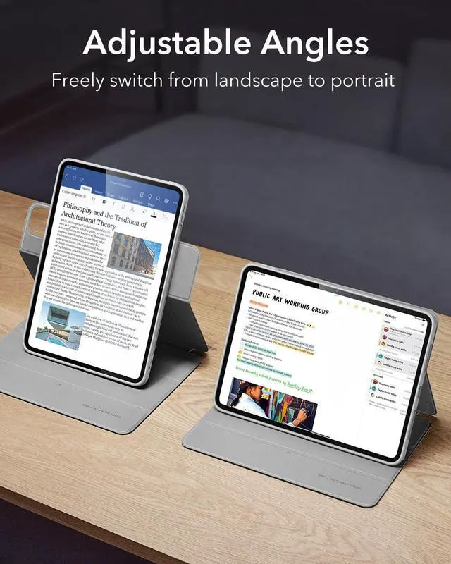 Alt view image 5 of 5 - ESR for iPad Pro 13 Inch Case M4(2024), iPad Pro 13 Case with Pencil Holder, Removable Magnetic Cover, Vertical Stand, Fully Supports Pencil Pro and Pencil(USB-C), Rebound 360 Series, Grey