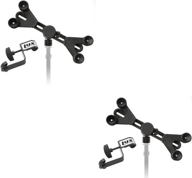 Main image of LyxPro 2 Pack Microphone Music Stand Mount Holder for Tablet iPhone Ipad Smartphone and Android Adjustable 360 Degree Swivel Tilt Support Arms 3 to 11.5 Inch with Extra Detachable Clip