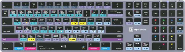 Alt view image 2 of 5 - Logickeyboard Wireless Backlit 'Titan' designed for editing in Blackmagic's DaVinci Resolve * p/n LKB-RESB-TM-US