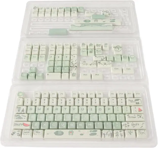 Main image of PBT Keycap Set,148 Keys for Mechanical Keyboard with 61 64 68 75 82 84 87 104 108 Keys,Dye Ergonomic Rich Colors Mechanical Keyboard Keycaps for PC Gaming DIY (Frog)