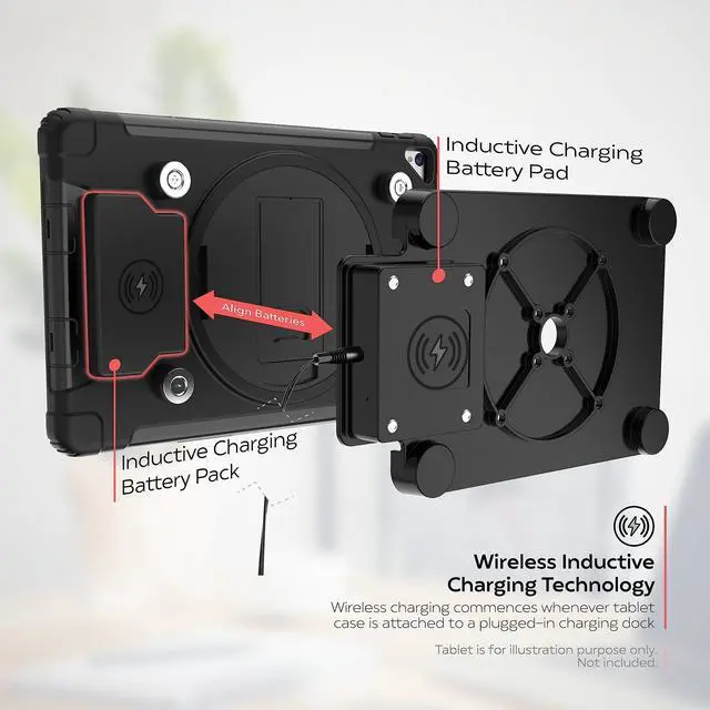 Alt view image 5 of 5 - iPad Wireless Charger Magnetic Case - CTA Wireless Charging Magnetic Shockproof Case & Desk Stand Cover for 10.2" Inch iPad 7/8/9 Gen - iPad Air 3/4/5 & 10.5" Inch iPad Pro & More Tablets - (PAD-ICCB)