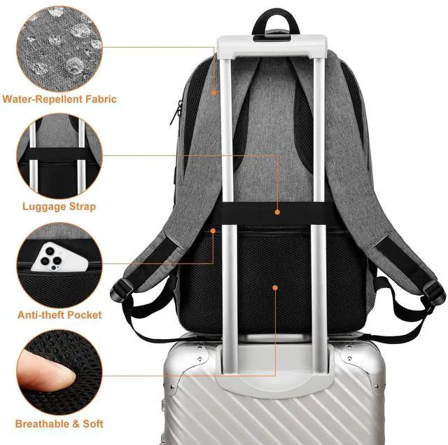 Alt view image 4 of 5 - kadilong 17,3 inch Laptop Backpack with Lunchbox,Insulated Cooler Bag for Work Travel with USB Charging Port,Water Resistant Computer Bag Meal Prep Backpack for Picnic College