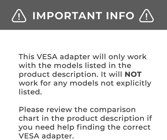 Alt view image 5 of 5 - HumanCentric VESA Mount Adapter for Acer Monitor XG270HU, G247HYU, G277HU, R240HY Abmidx, Does not fit R240HY bidx, Works with 75x75 and 100x100mm Patterns, Hardware Included
