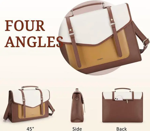 Alt view image 5 of 5 - ECOSUSI Laptop Bag for Women 15.6 inch PU Leather Briefcase Large Computer Satchel Bag Professional Work Messenger Bag