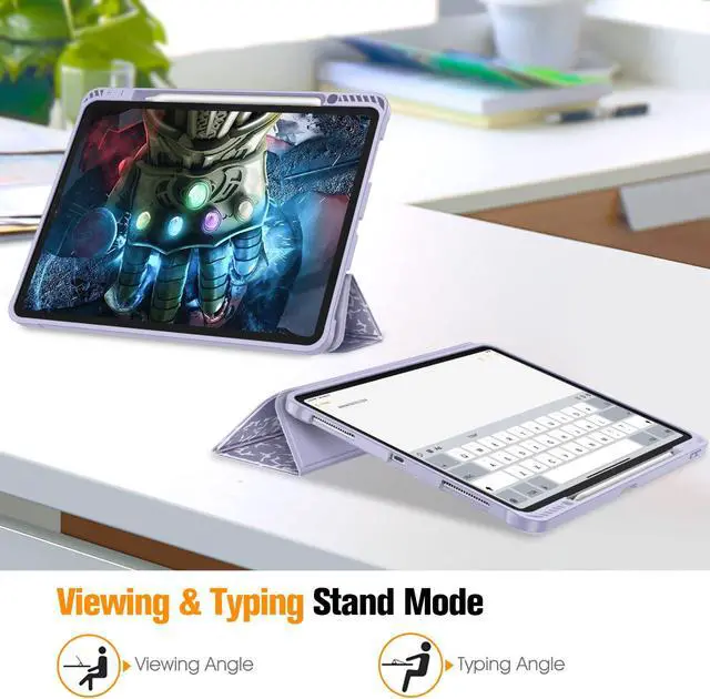 Alt view image 3 of 5 - Fintie Bundle: Fintie SlimShell Case for iPad Pro 12.9" 6th/5th/4th/3rd Gen - [Built-in Pencil Holder] Soft TPU Back Cover + [2-Pack] Tempered Glass Screen Protector