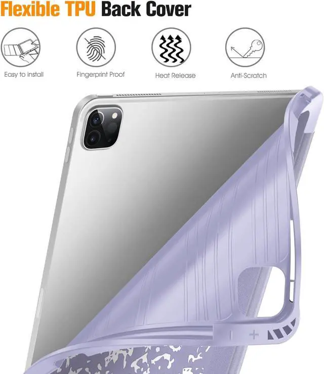 Alt view image 4 of 5 - Fintie Bundle: Fintie SlimShell Case for iPad Pro 12.9" 6th/5th/4th/3rd Gen - [Built-in Pencil Holder] Soft TPU Back Cover + [2-Pack] Tempered Glass Screen Protector