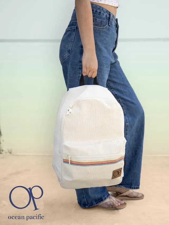 Alt view image 2 of 5 - Ocean Pacific OG Corduroy Backpack for Travel, Sports, Beach, Work, Casual Daypack for Men Women Fits 15.6 Inch Laptop (Beach)