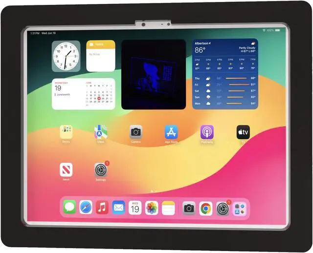 Main image of TABcare Anti-Theft Acrylic VESA Enclosure for Apple iPad Air 9.7" 10.2" 10.5" 11" 13" with Free Wall Mount Kit & 90-Degree Angle Charge Cable (Black, Air 13 2024)