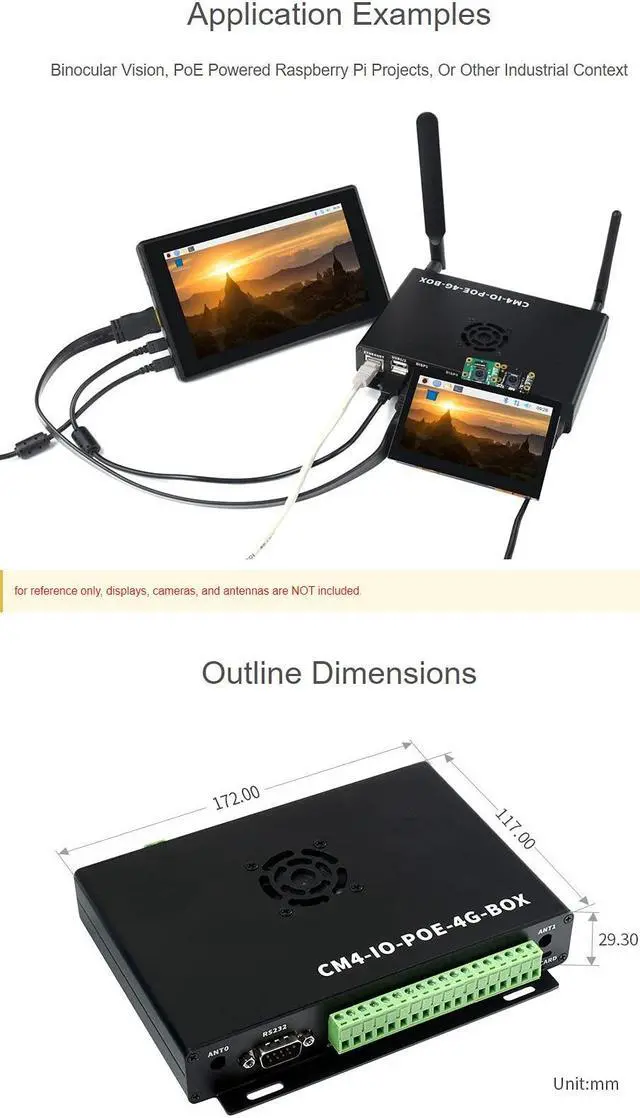 Alt view image 4 of 5 - Waveshare Industrial IoT Mini-Computer Based On Raspberry Pi Compute Module 4 (NOT Included) Waveshare CM4 Industrial IoT Board Inside PoE 5G/4G Metal Case with Cooling Fan