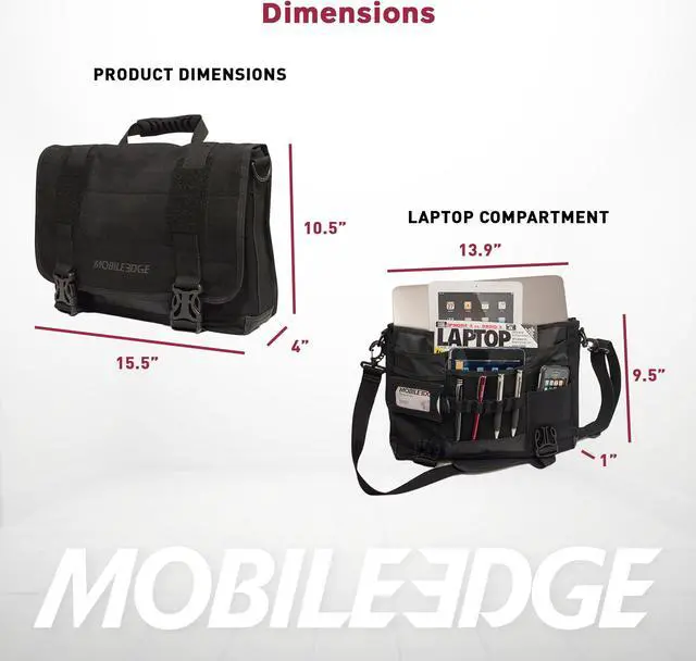 Alt view image 5 of 5 - Mobile Edge ECO-Friendly Laptop Messenger Bag for Men and Women, for 14.1" PC and Compatible with MacBook 15", Cotton Canvas, Black