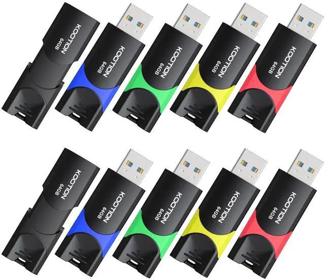 Main image of 64GB USB 3.0 Flash Drive 10 Pack KOOTION USB 3.0 Thumb Drive Retractable 64G Zip Drive Ultra High Speed USB Stick Jump Drive Rugged Memory Stick with LED Indicator for Data Storage and Transfer