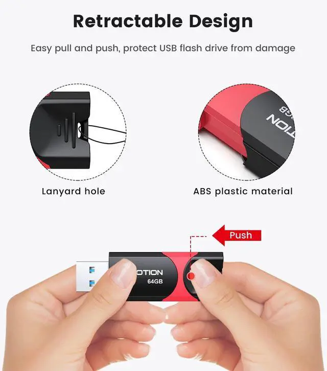 Alt view image 2 of 5 - 64GB USB 3.0 Flash Drive 10 Pack KOOTION USB 3.0 Thumb Drive Retractable 64G Zip Drive Ultra High Speed USB Stick Jump Drive Rugged Memory Stick with LED Indicator for Data Storage and Transfer