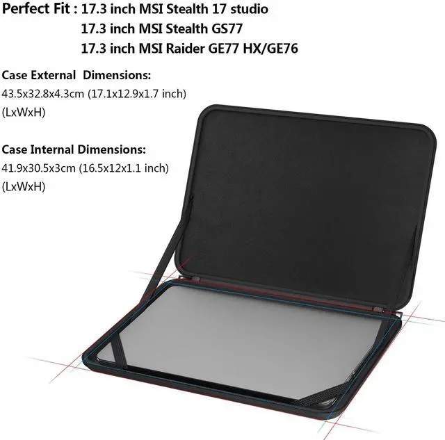 Alt view image 2 of 5 - Smatree Hard EVA Protective Sleeve Case Compatible for 17.3 inch MSI Stealth 17 Studio A13, for 17.3 inch MSI Stealth GS77, for 17.3inch Raider GE77 HX/GE76 Laptop Case (C1701)