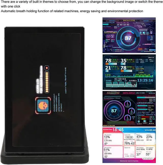 Alt view image 3 of 5 - 5 Inch Computer Temp Monitor, Display USB Mini Secondary Screen, AIDA64 PC Sensor Panel, CPU GPU Data Temperature Monitor for PC Computer Case