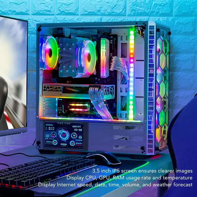 Alt view image 2 of 5 - 5 Inch Computer Temp Monitor, Display USB Mini Secondary Screen, AIDA64 PC Sensor Panel, CPU GPU Data Temperature Monitor for PC Computer Case