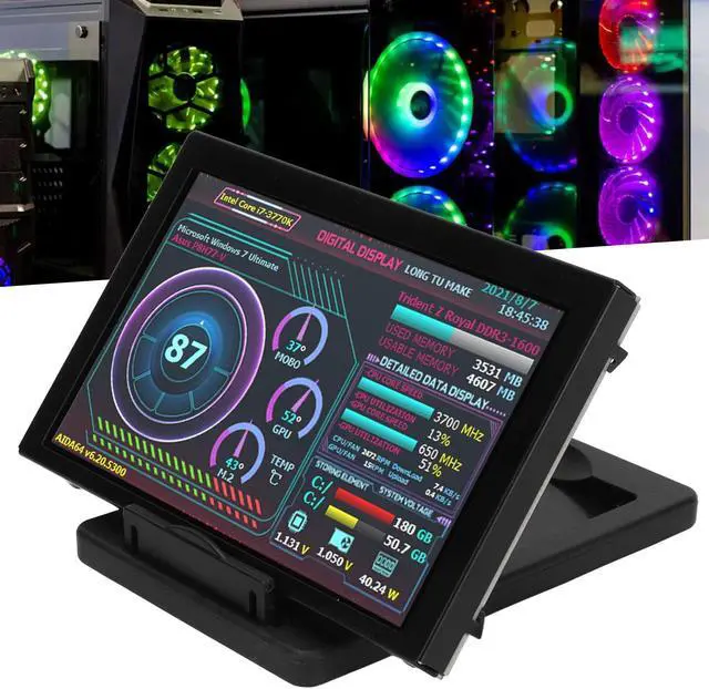 Alt view image 4 of 5 - 5 Inch Computer Temp Monitor, Display USB Mini Secondary Screen, AIDA64 PC Sensor Panel, CPU GPU Data Temperature Monitor for PC Computer Case