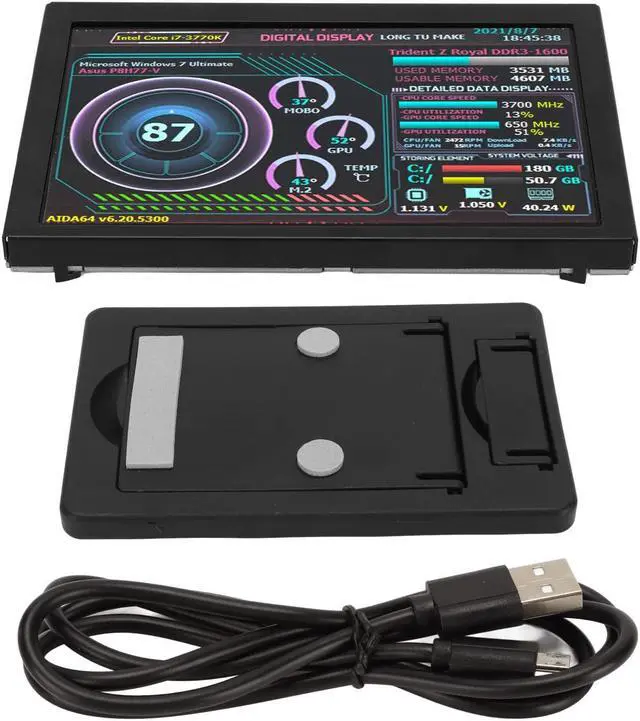 Alt view image 5 of 5 - 5 Inch Computer Temp Monitor, Display USB Mini Secondary Screen, AIDA64 PC Sensor Panel, CPU GPU Data Temperature Monitor for PC Computer Case