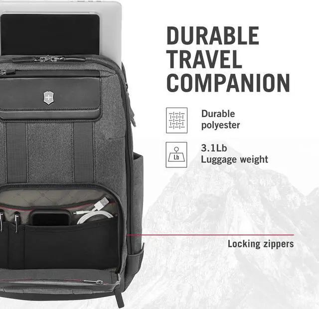 Alt view image 4 of 5 - Victorinox Architecture Urban2 Deluxe Backpack - Professional Business Backpack to Carry Laptop & Tablet - Perfect Travel Bag - 23 Liters, Gray