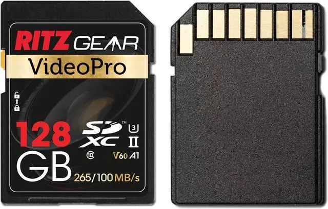 Alt view image 2 of 5 - Ritz Gear 128GB High-Speed SDXC UHS-II SD Card, C10, U3, V60, Full-HD & 8K Memory Card for DSLR, Cinema-Quality Video Cameras