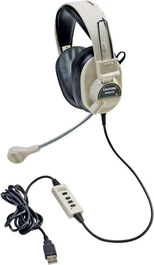 Main image of Califone CAF3066USB Deluxe Multimedia Stereo Headset with Boom Microphone with USB plug