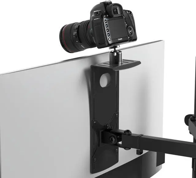 Main image of HumanCentric DSLR Monitor Mount Small, Desk Camera Mounting, Light Webcam, Microphone Shelf for Monitor VESA Arm, Replace Clamp Tripods, 100x100mm Patterns, Aluminum, Hardware Included