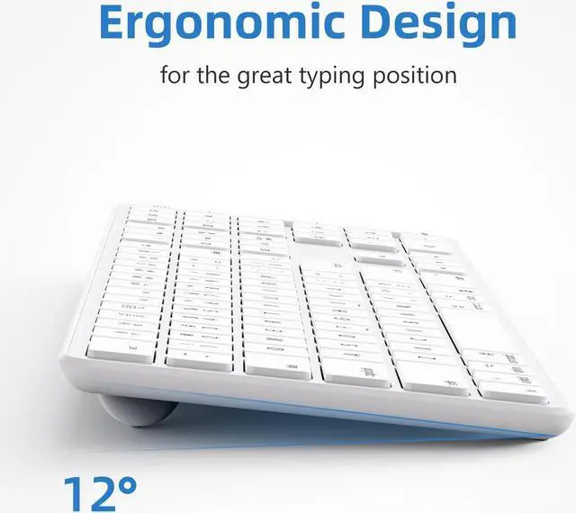 Alt view image 3 of 5 - Bluetooth Keyboard and Mouse for Mac,OMOTON Wireless Multi-Device Keyboard with Numeric Keypad, Keyboard and Mouse Combo, for MacBook Pro/Air, iMac, iMac Pro, Mac Mini, Mac Pro (White)