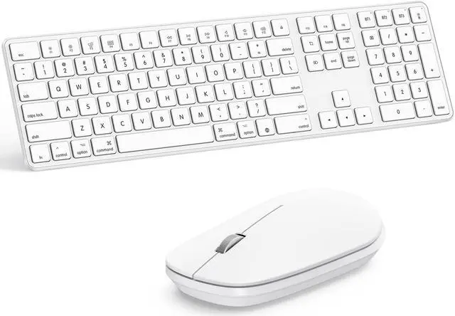 Main image of Bluetooth Keyboard and Mouse for Mac,OMOTON Wireless Multi-Device Keyboard with Numeric Keypad, Keyboard and Mouse Combo, for MacBook Pro/Air, iMac, iMac Pro, Mac Mini, Mac Pro (White)