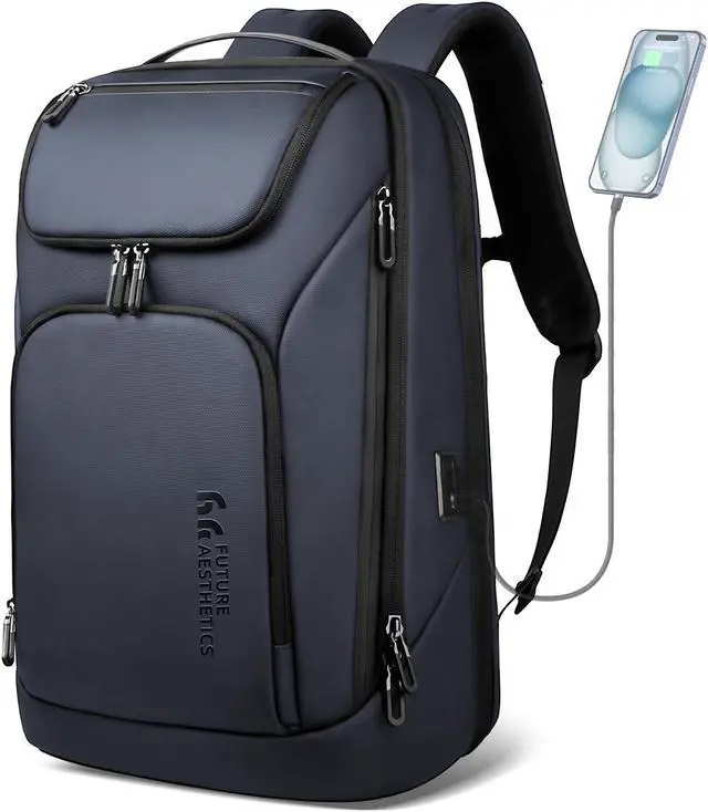 Main image of hk Business Smart Backpack for Men Anti-Theft for 17.3 Inch Laptop with USB Charging Port Water-Resistant Large Durable Compact 30L for Travel College Work-Deep Blue