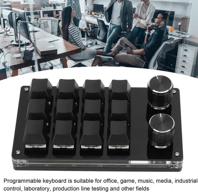 Alt view image 4 of 5 - Macro Keyboard One Handed Macro Mechanical Keyboard 12 Key Multifunction DIY Programmable Keypad for Office Gaming Lab Macro Mechanical Keyboard (Black)