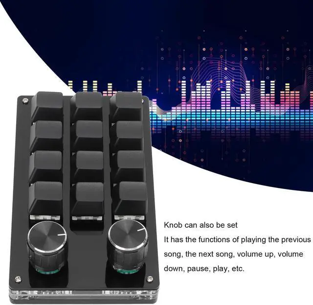 Alt view image 5 of 5 - Macro Keyboard One Handed Macro Mechanical Keyboard 12 Key Multifunction DIY Programmable Keypad for Office Gaming Lab Macro Mechanical Keyboard (Black)
