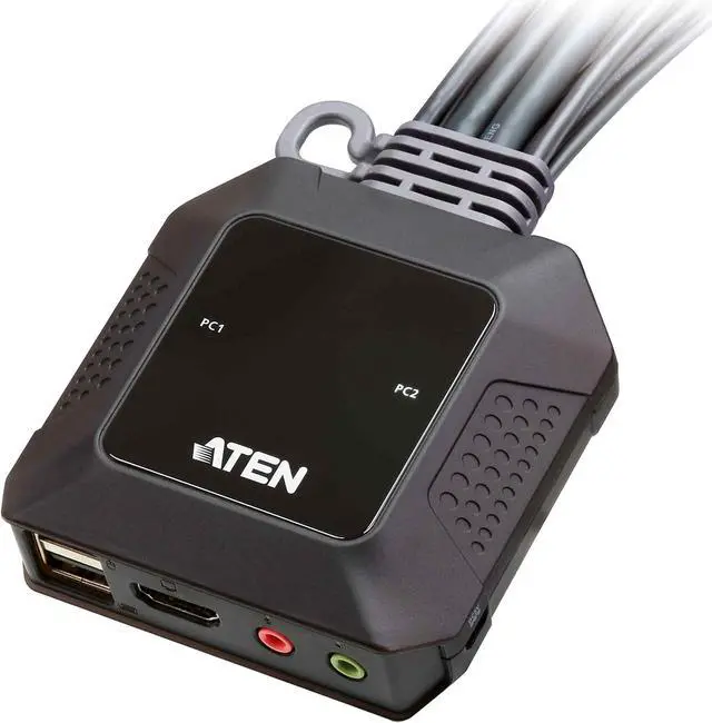 Alt view image 5 of 5 - ATEN CS22H HDMI KVM Switch - 1 Monitors 2 Computers - 2-Port HDMI with Remote Selector  4K DCI 4096x2160-60Hz, 2560x1440-144Hz, USB 2.0, USB Hub, Plug & Play, Compatible with Windows/Mac/Linux